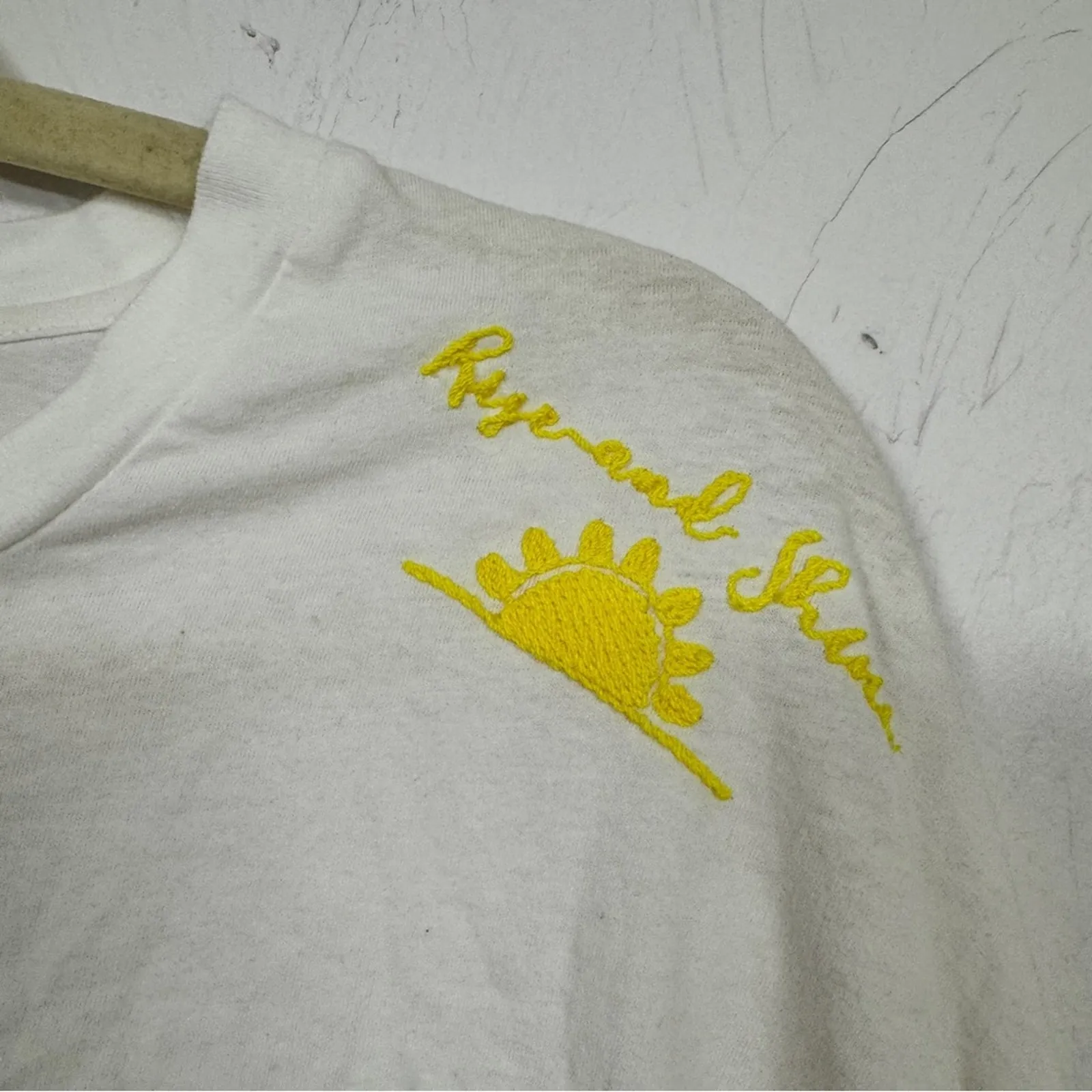 The Upside White Long Sleeve Cropped Tee Shirt Womens 8 Rise Shine Embroidered - Image 5