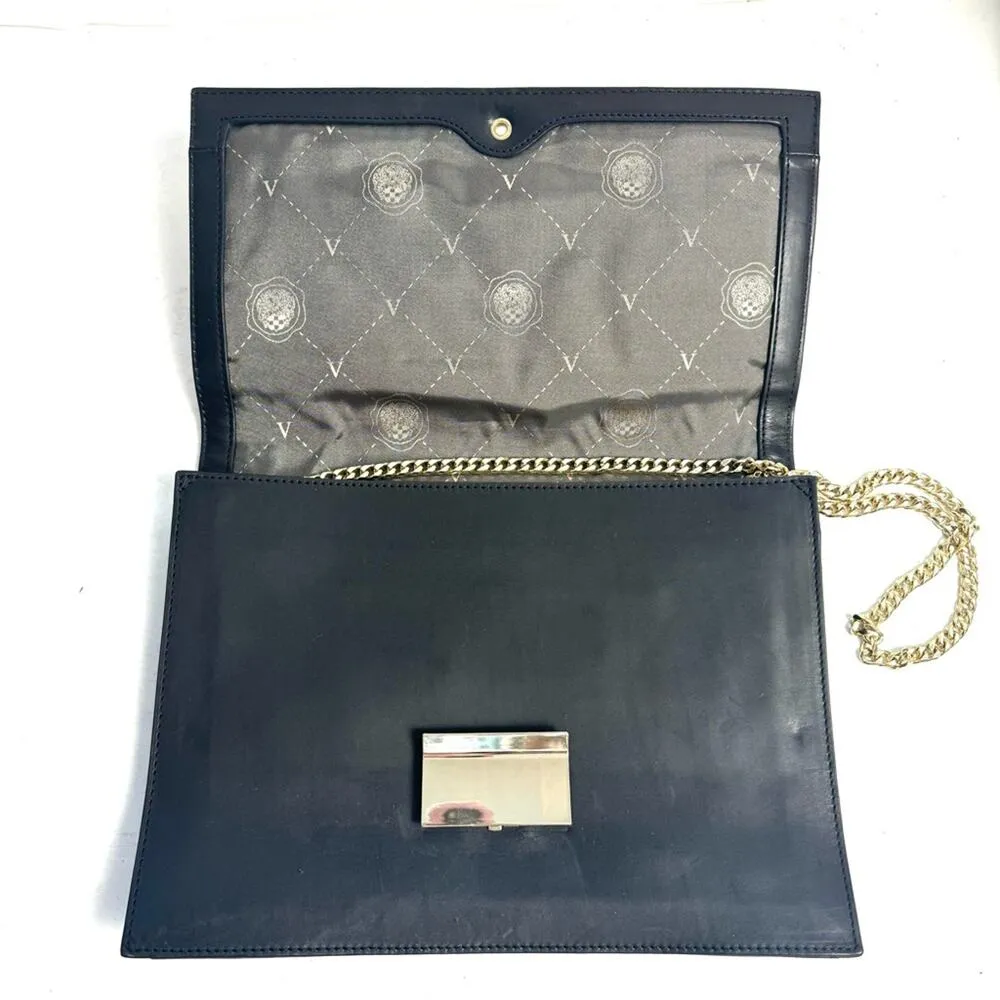 Vince Camuto Black Leopard Print Leather Shoulder Bag Clutch - Image 2