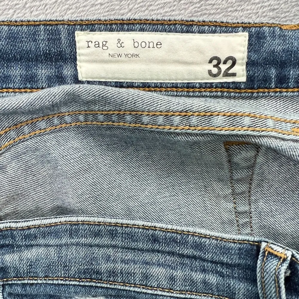 Rag & Bone Dre Low-Rise Boyfriend Marie Womens 32 Denim‎ Blue Distressed Raw Hem - Image 5