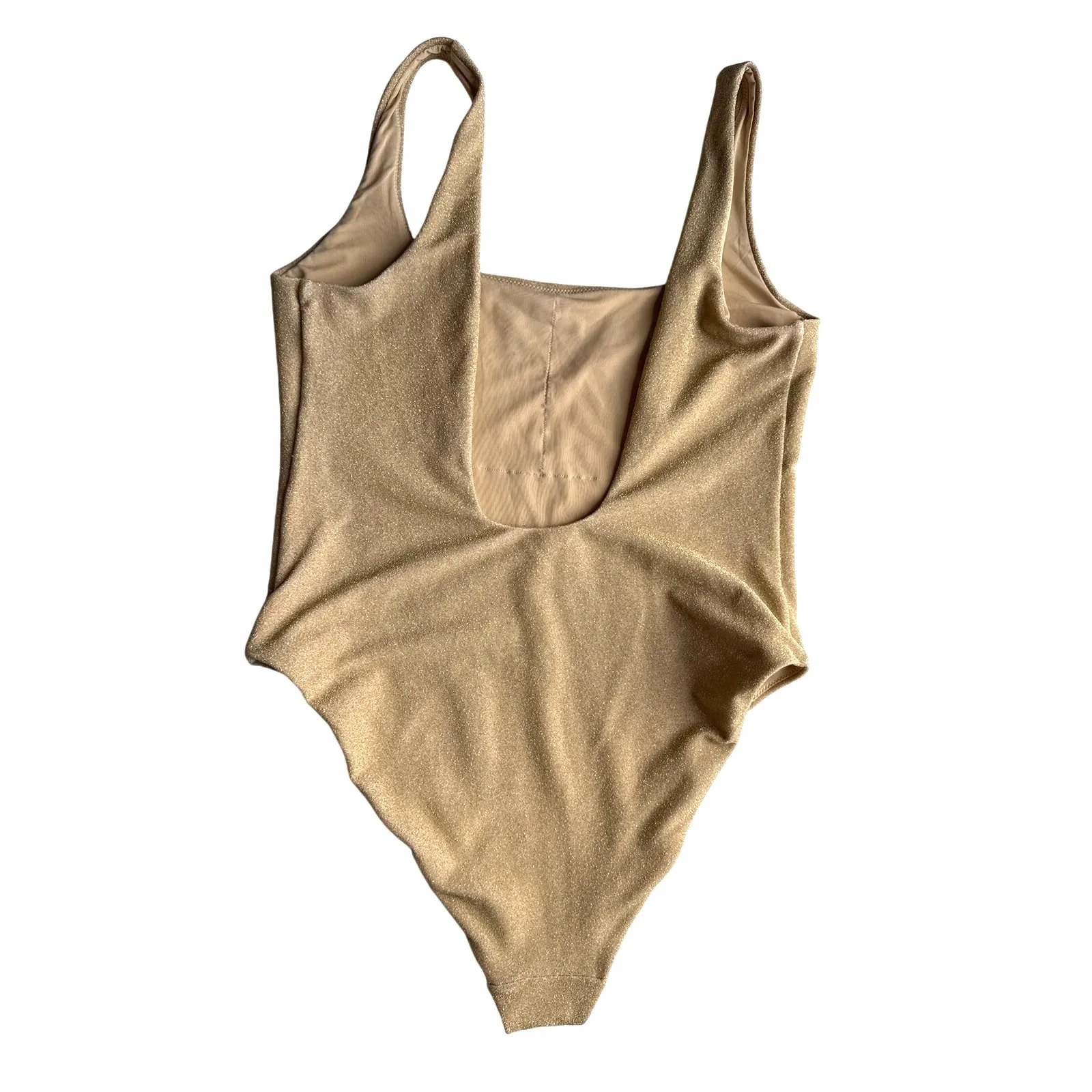 Aerie Sparkle Babewatch One Piece Swimsuit Cheekiest in Golden Oak Size XL Tall - Image 4