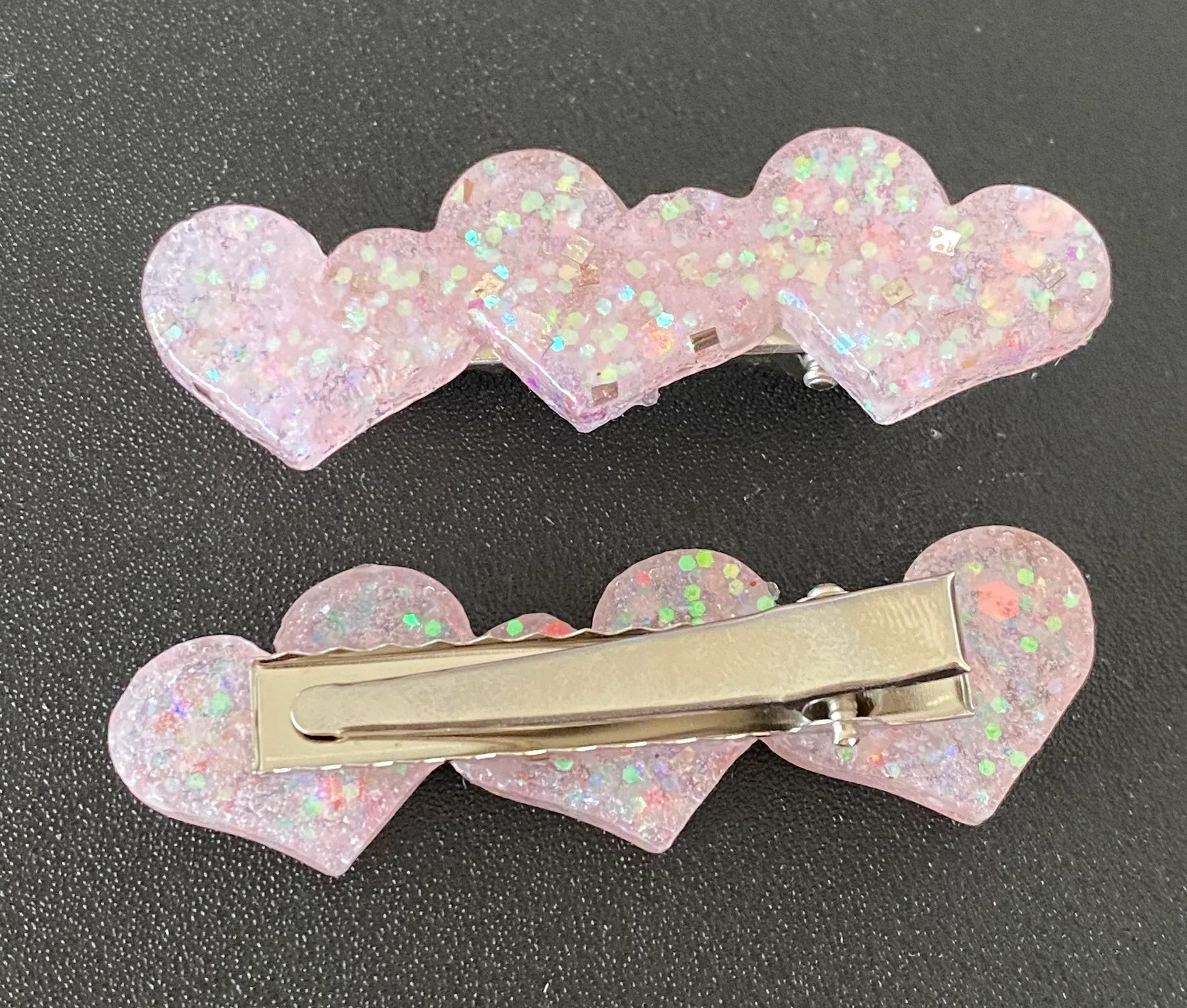 New Heart Hair Clip Set Pink - Image 3