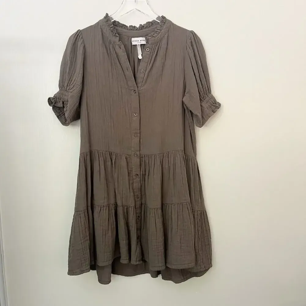 APIECE APART Las Alturas Mini‎ Dress in Morel Brown size Small - Image 5