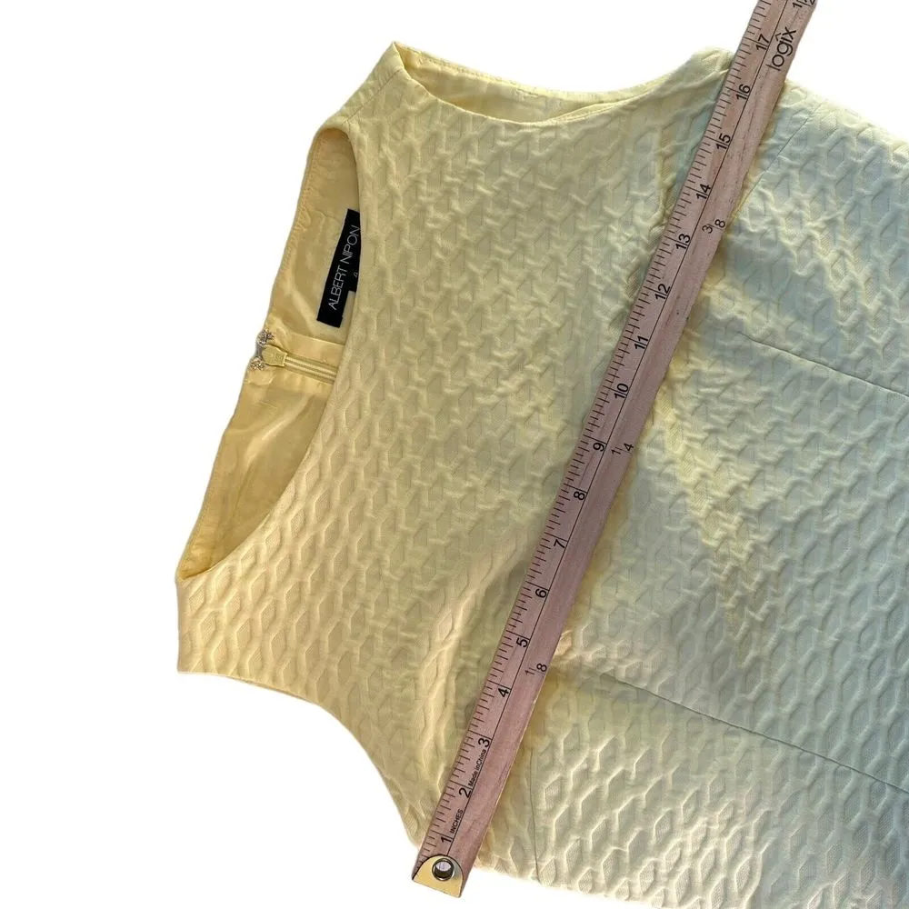 Albert Nipon 2 Piece Set Dress and Blazer Womens 4 Yellow Textured Academia‎ - Image 11