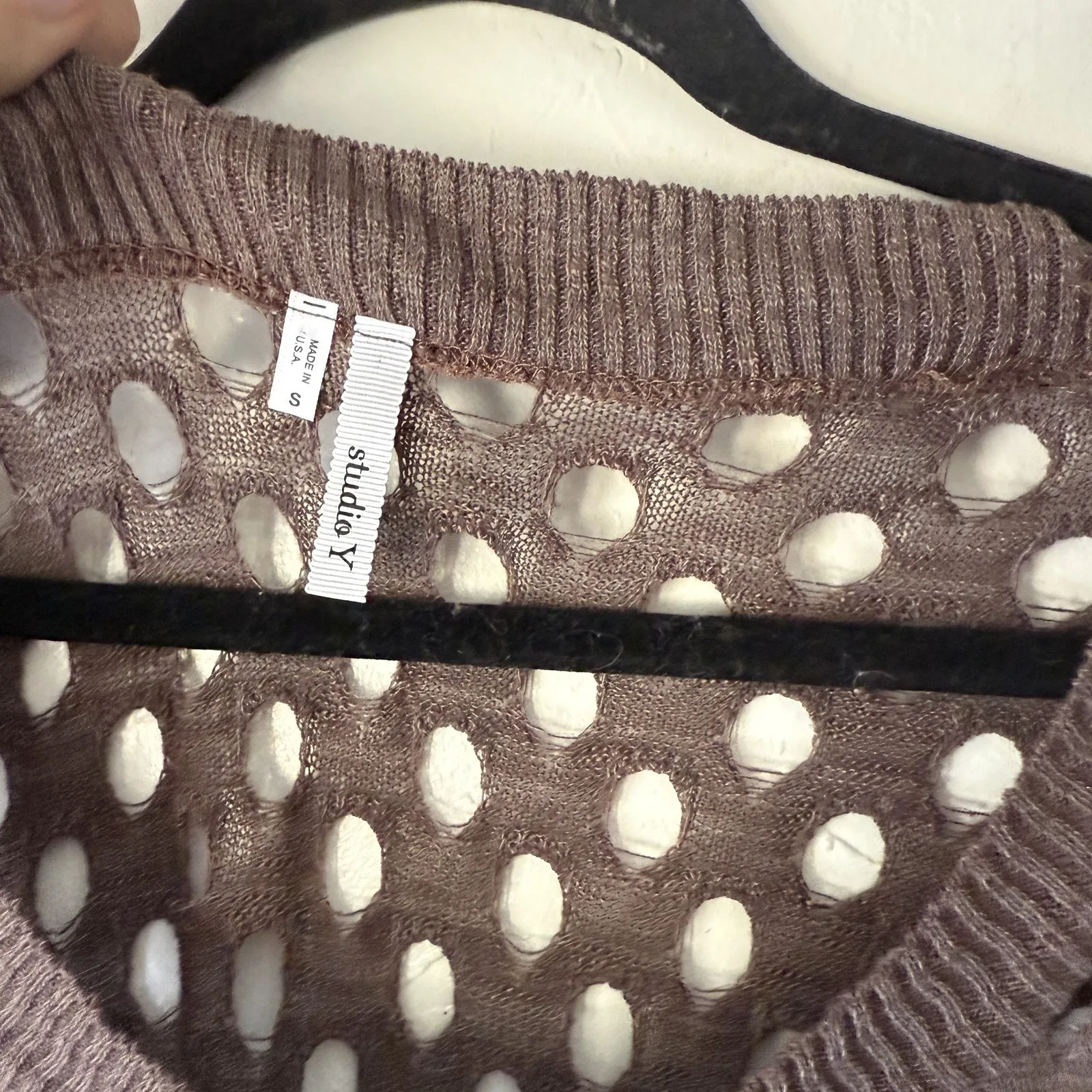 Studio‎ Y Y2k Small Brown Short Sleeve Open Knit Pullover Going Out Top - Image 5