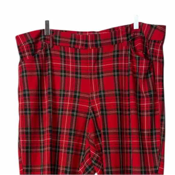 Old Navy High Rise Pixie Skinny Ankle Pants Red Holiday Plaid Women’s Size 22 - Image 7