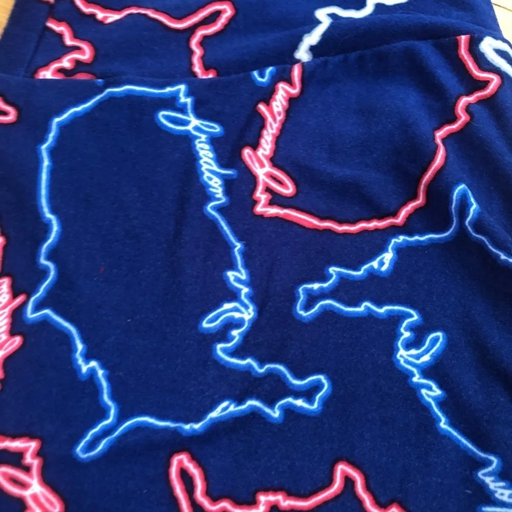 LULAROE Blue Liberty Leggings One Size OS - Image 2