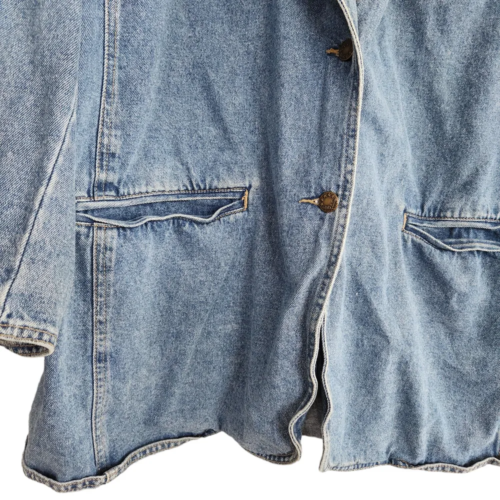 Vintage Baccini Jean Suit Jacket Faux Cheetah Fur Lined Collar Coat XXL - Image 5