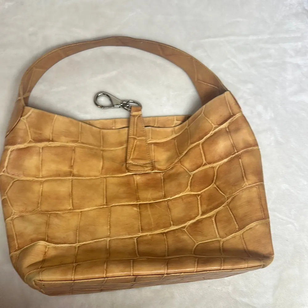 Dooney & Bourke Brown Hobo Bag with Crocodile Texture - Image 14