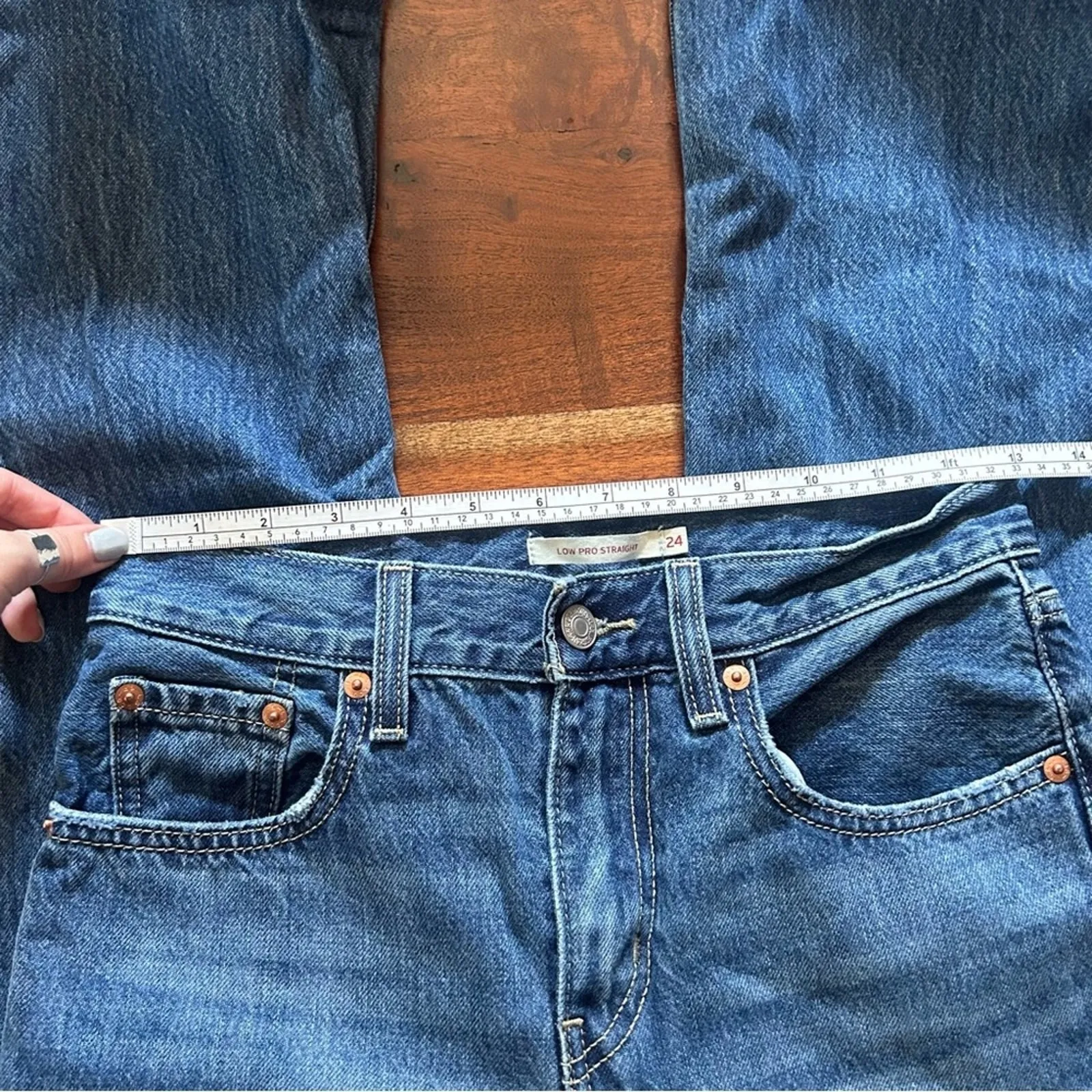 Levi's Low Pro Straight Jeans Distressed Knee Holes Ripped 100% Cotton‎ Size 24 - Image 8