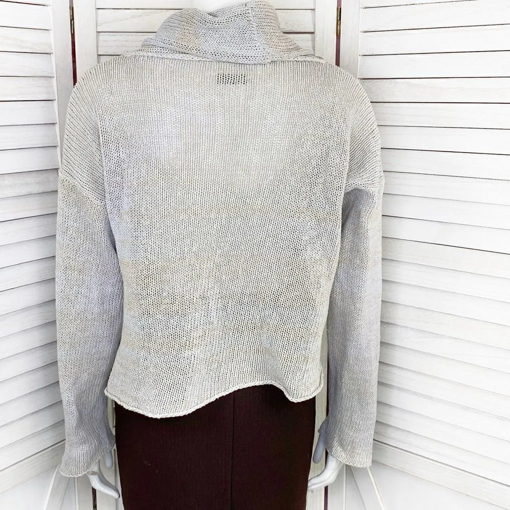 Debby Mitchell Cowlneck Crop Sweater Gray Tan Small Gray - Image 5