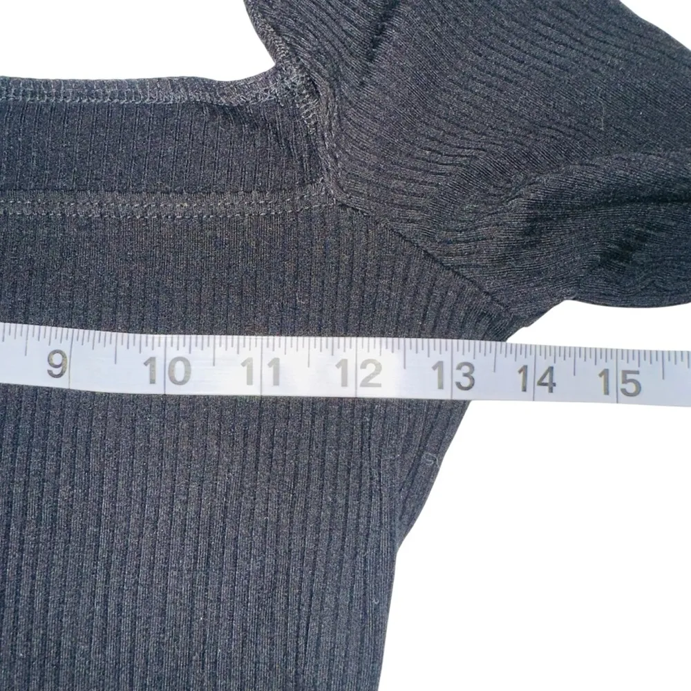 Reformation Jeans Gaia Long Sleeve Rib Square Neck Black Bodysuit SMALL - Image 6