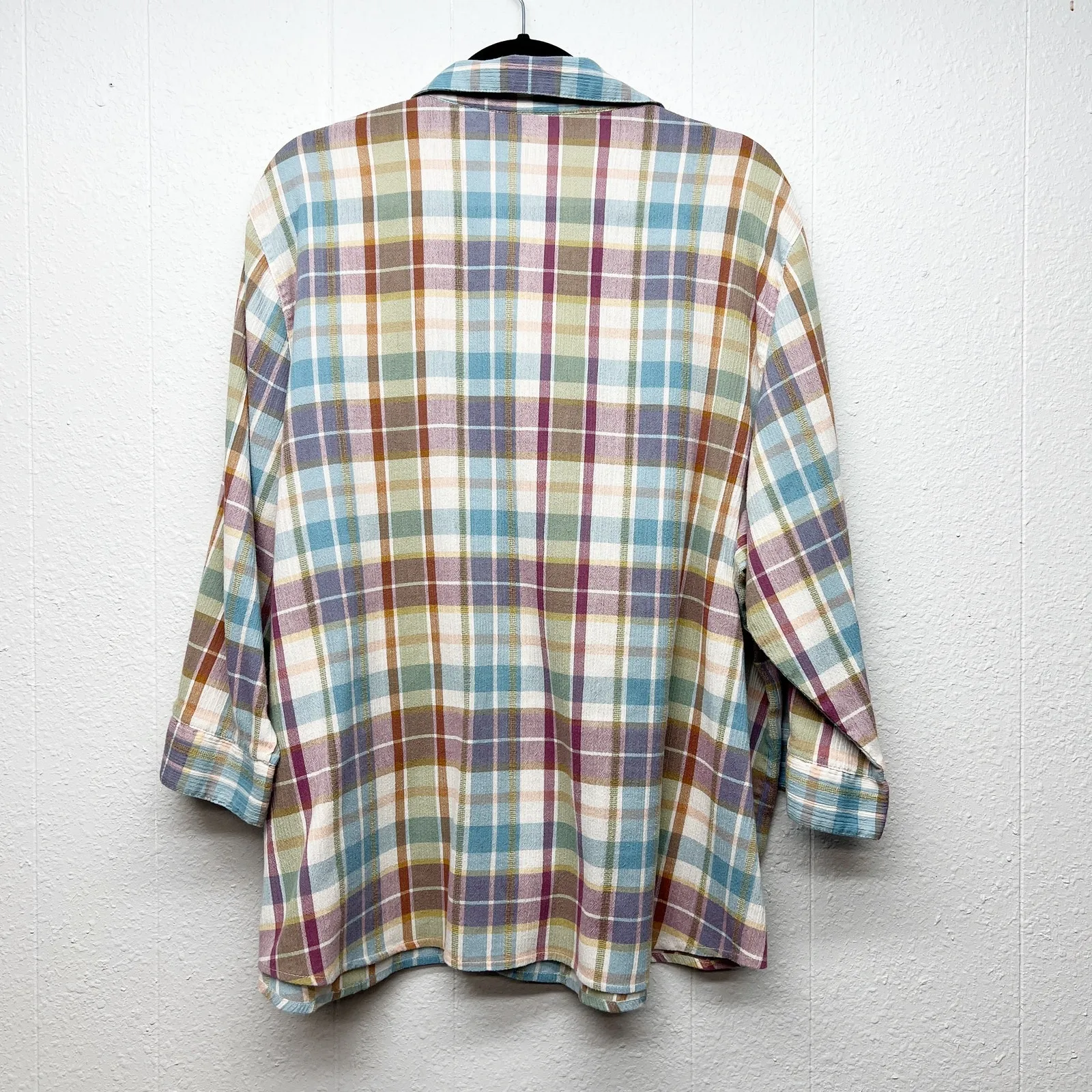 Alfred Dunner Shirt Womens 22 Plaid Button Front Country Barn Stretch Breathable Pink Size 22W - Image 6