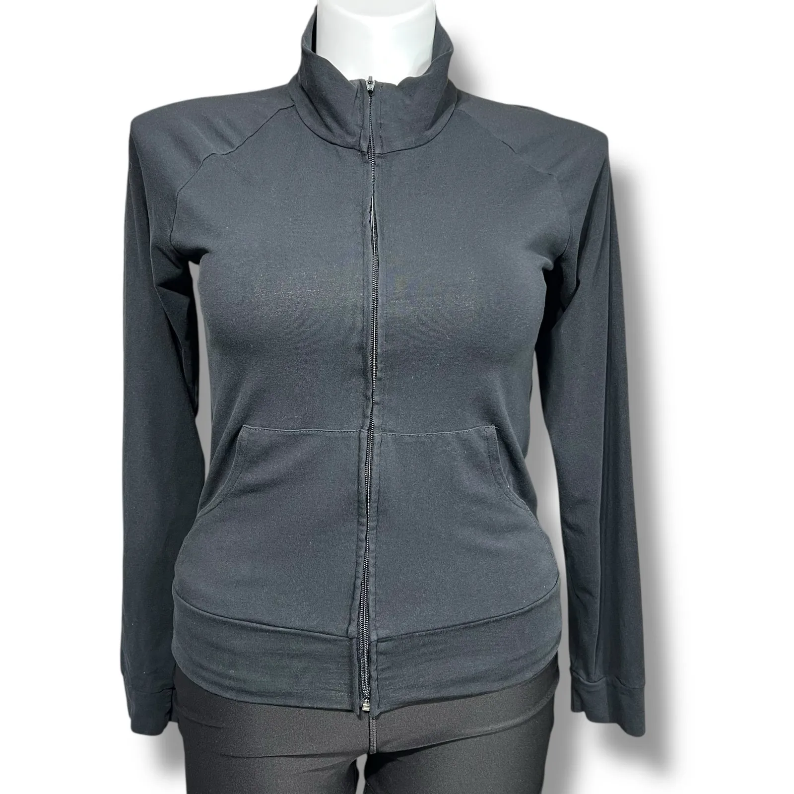 bella Womens Shirt Jacket Full Zip Lightweight High Collar Long Sleeve Black Lar Size L - Image 2