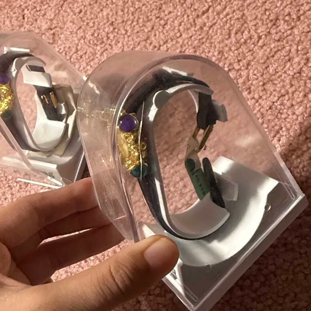 2 Rumours Watch Womens 28mm Gold Tone Crystal Bezel Braided Leather Vintage Black - Image 9