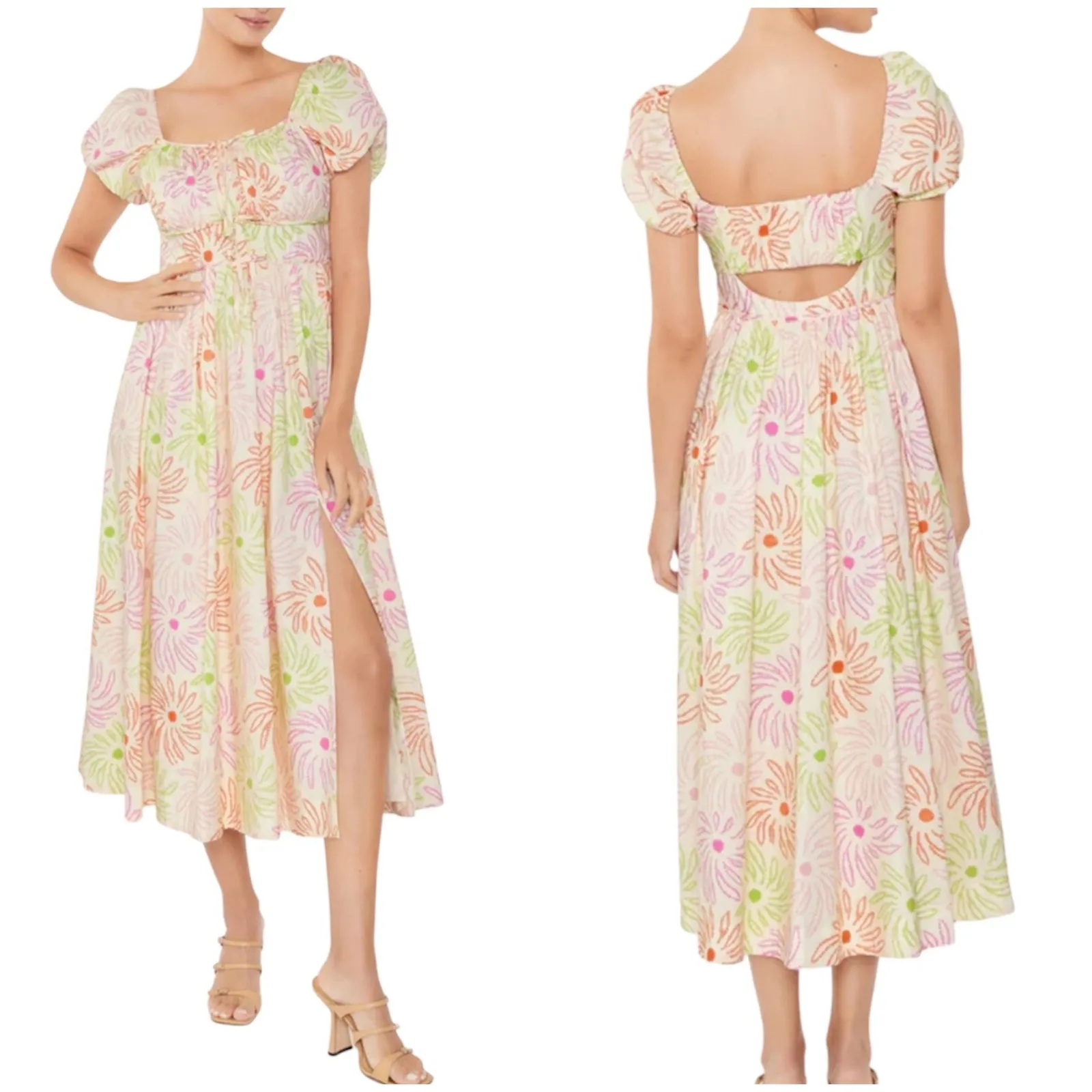 LIKELY Rena Midi Dress Floral White Multi - Image 2