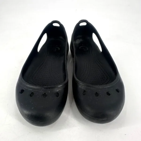 Crocs Women’s Kadee Slip On Ballet Flats‎ Size 7 Shoes Cut Out Vented Black - Image 3