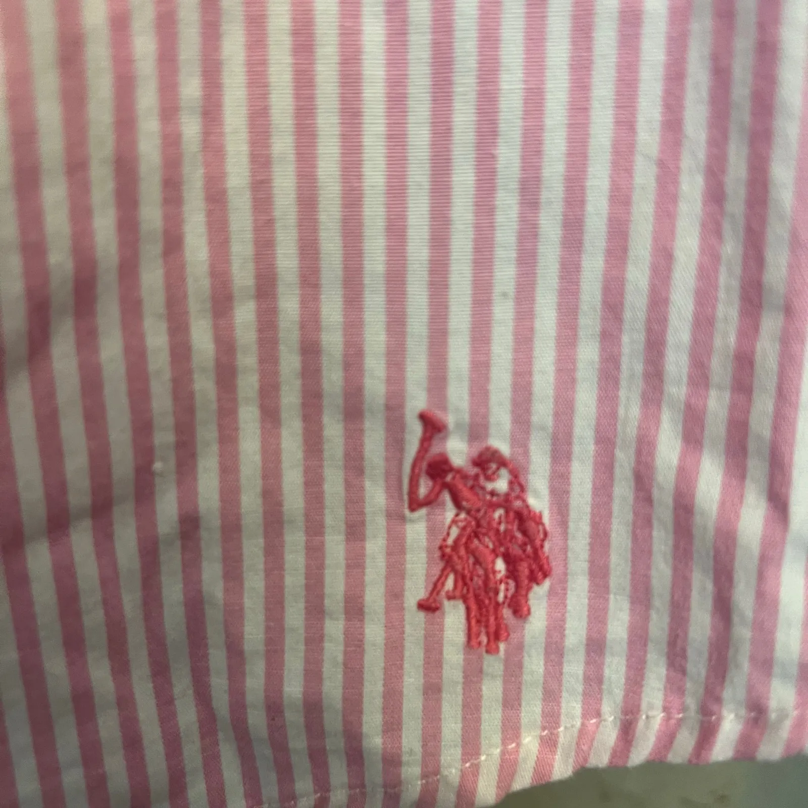 U.S. Polo Assn. Pink Pinstripe Lace Button Down Shirt M - Image 8