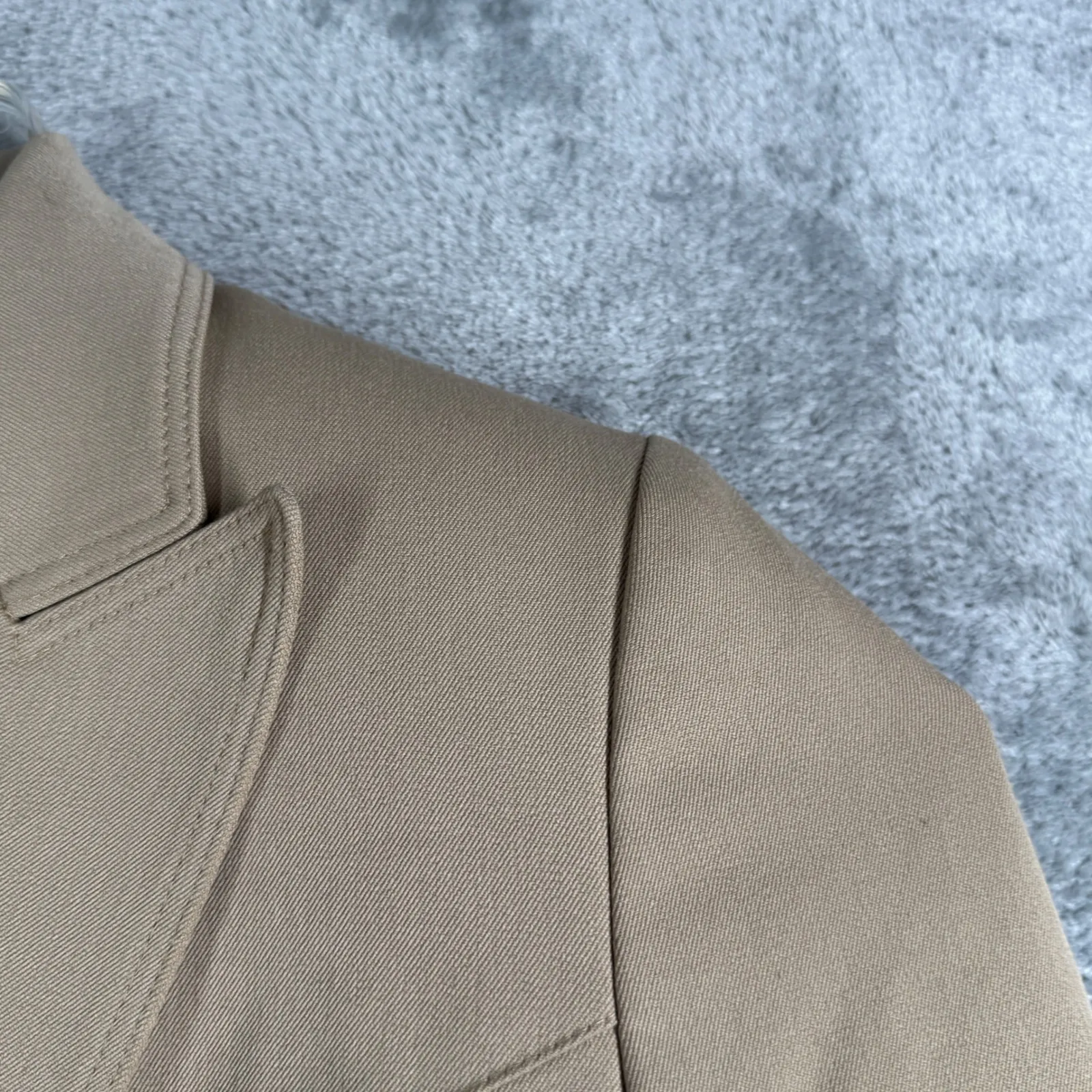 Vertigo Paris Blazer Women S Beige Fitted Contrast Trim Parisian Chic Minimalist - Image 5