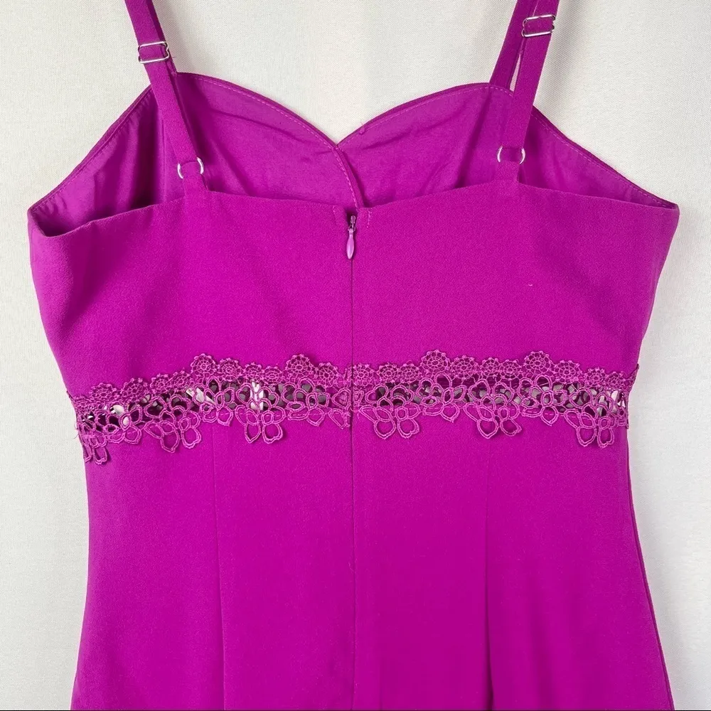 NEW Foxiedox Purple Iris Lace Inset Cocktail Midi Sheath Dress S - Image 9