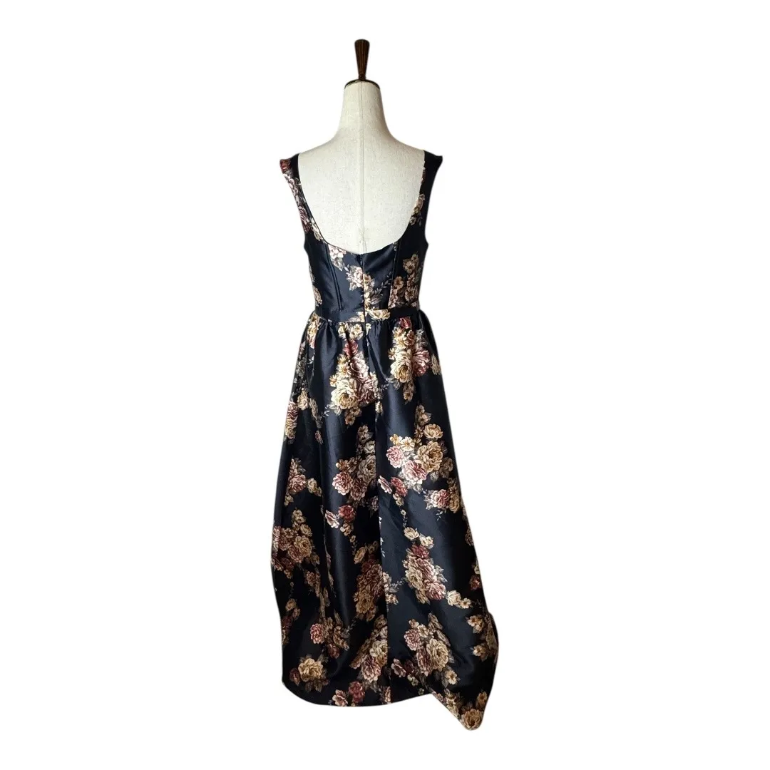 Lulus Dress Women Medium Navy Blue Elegant Pick Floral Bustier Maxi Party Boho - Image 3