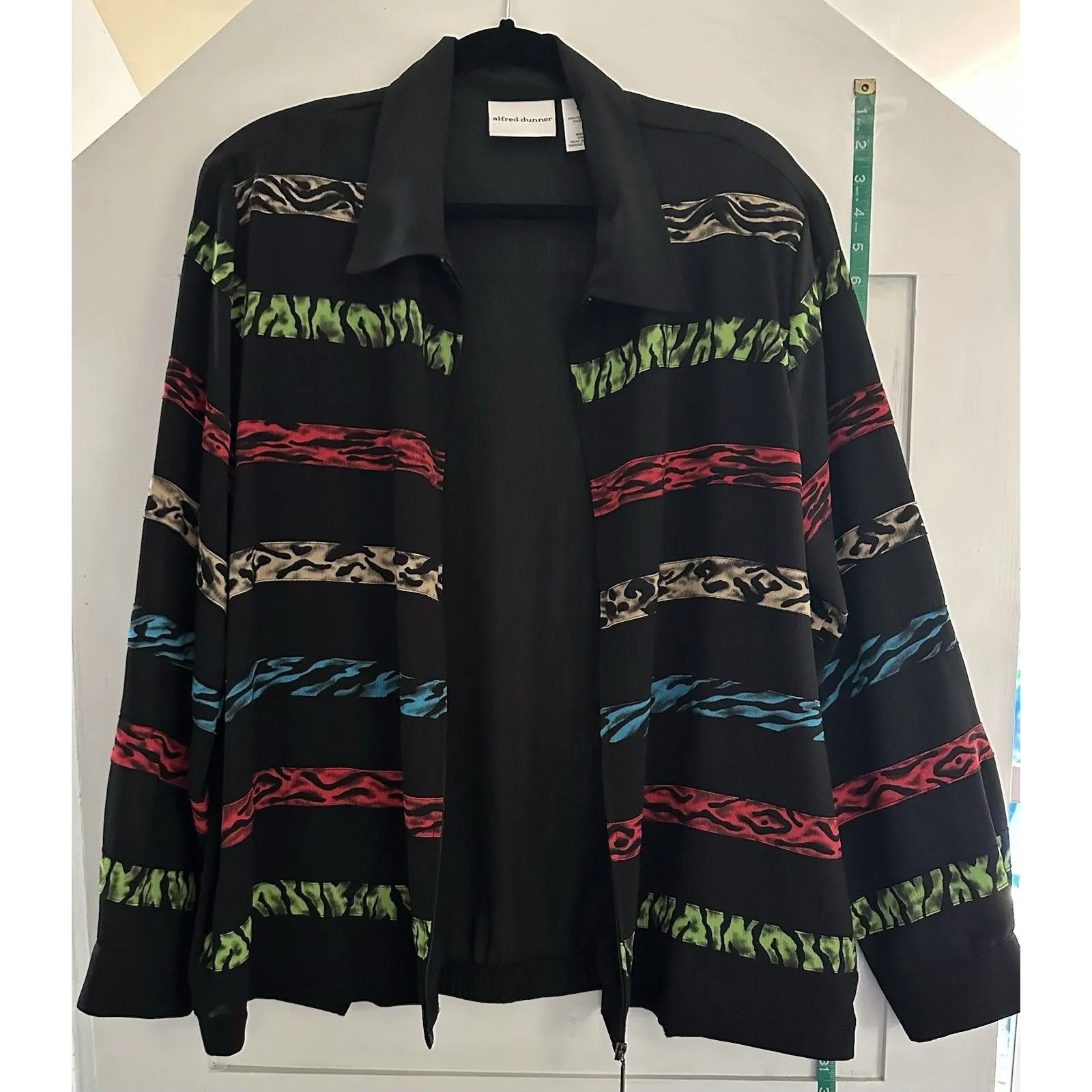 ALFRED DUNNER Long Sleeve Front Zip Lightweight Jacket Multi Color Stripes SZ 18 - Image 2