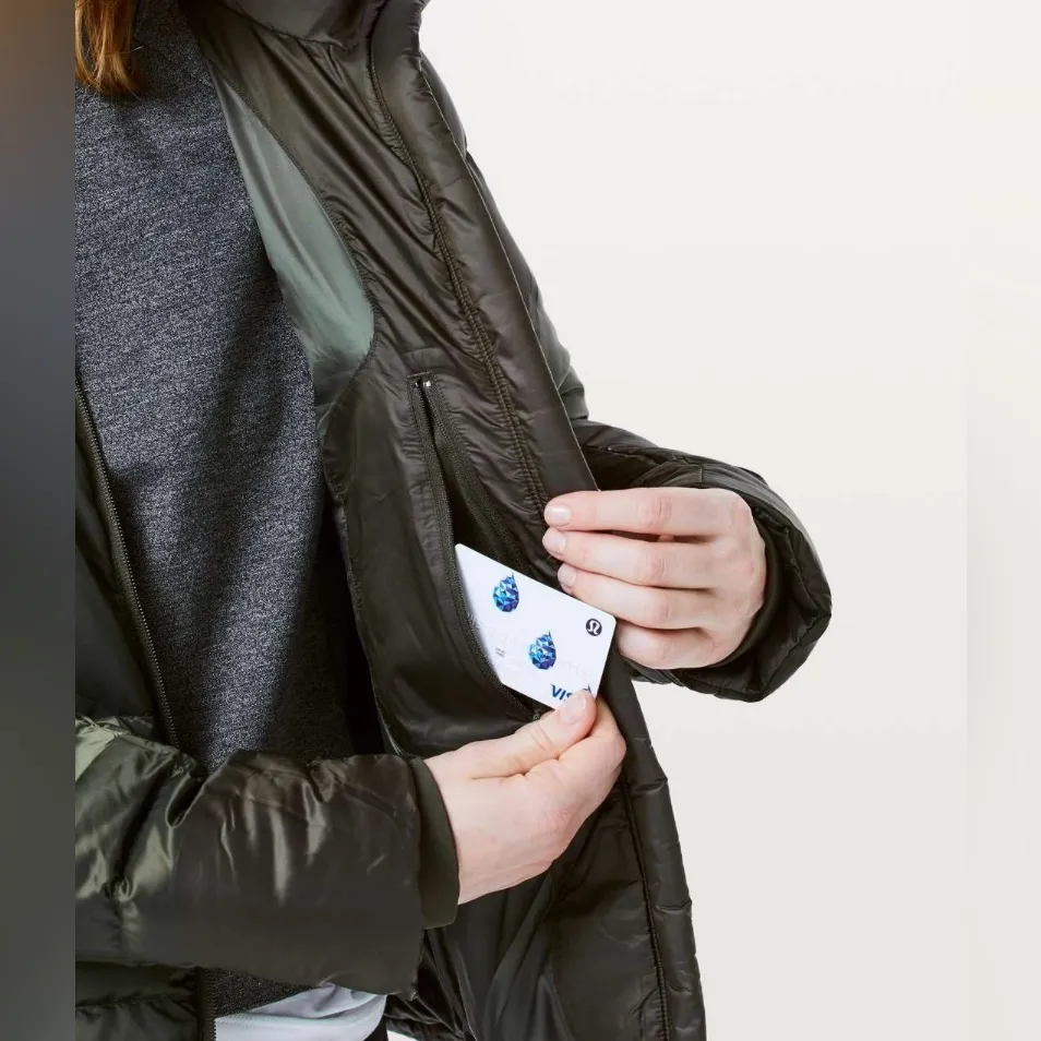 Lululemon Cloudscape Puffer Jacket Coat Dark Olive Camo | Rare 2018 | Size 8 - Image 7