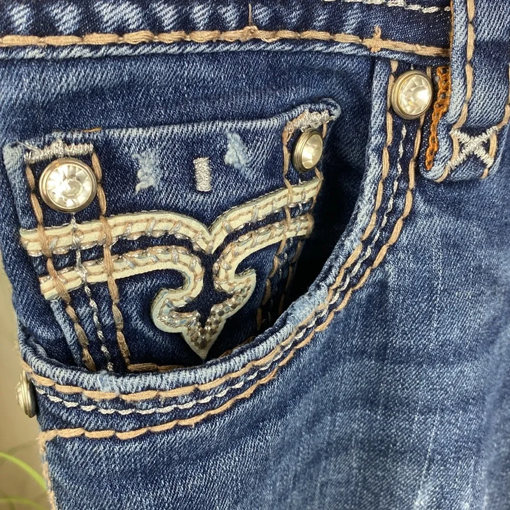 Rock Revival Blue Denim Sukara Crop Jeans 28 - Image 3