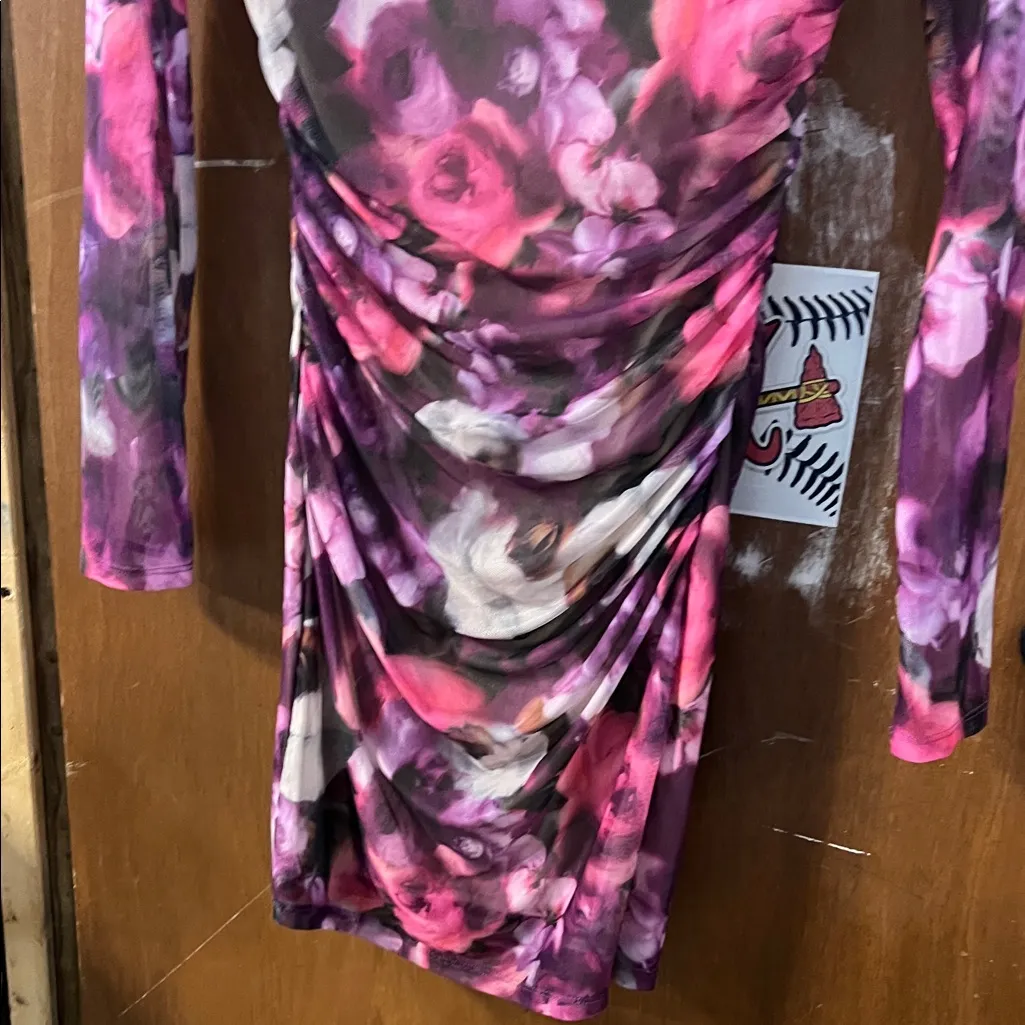 Floral Long Sleeve Dress Pink Size M - Image 2