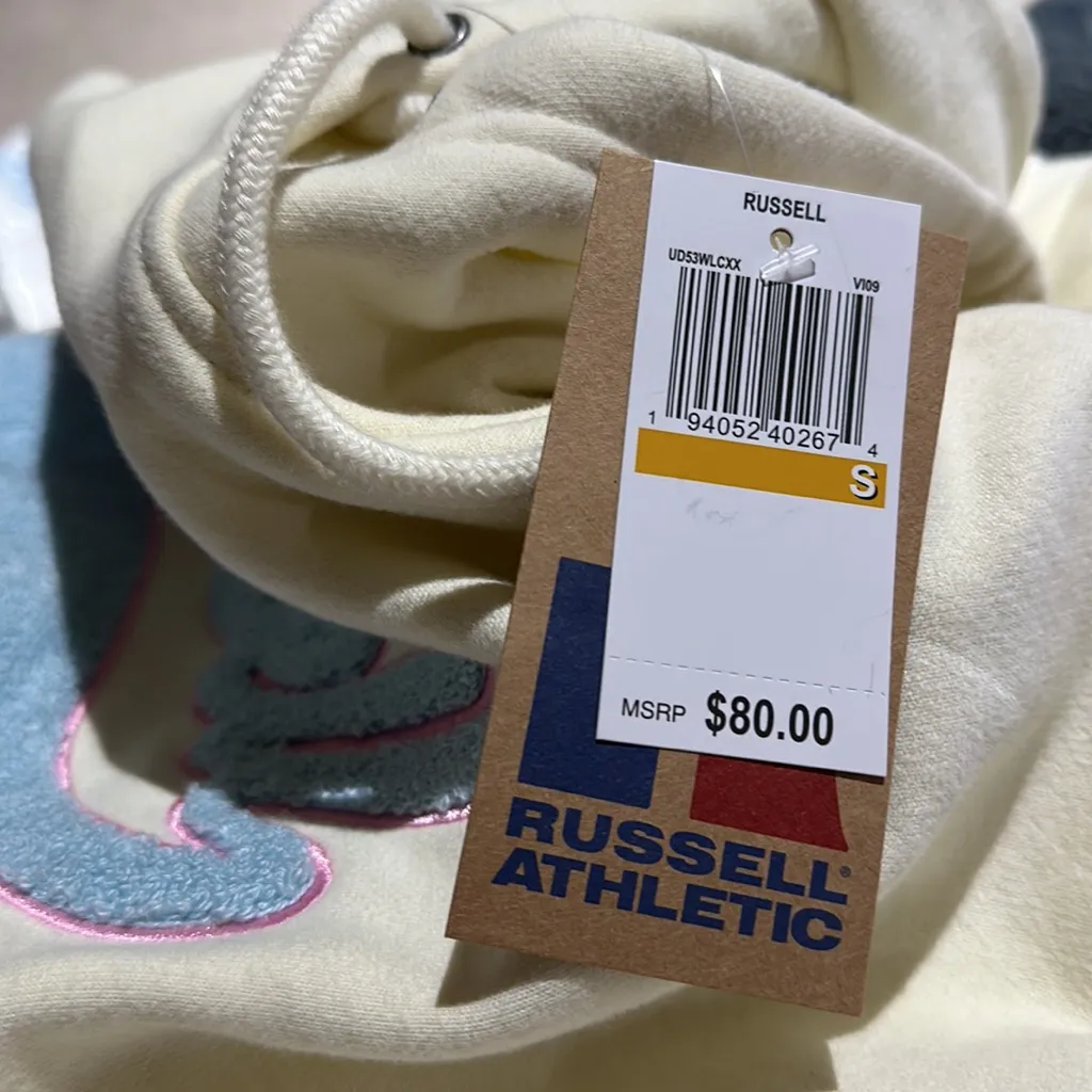 NWT RUSSELL SCRIPT HOODIE Boyfriend Fit VINTAGE WHITE - Image 10
