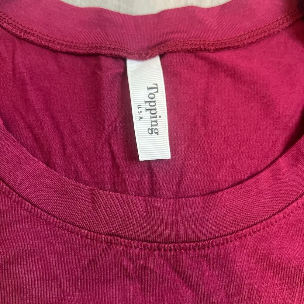 Cropped Cap Sleeve TShirt Berry Pink Size Small - Image 2