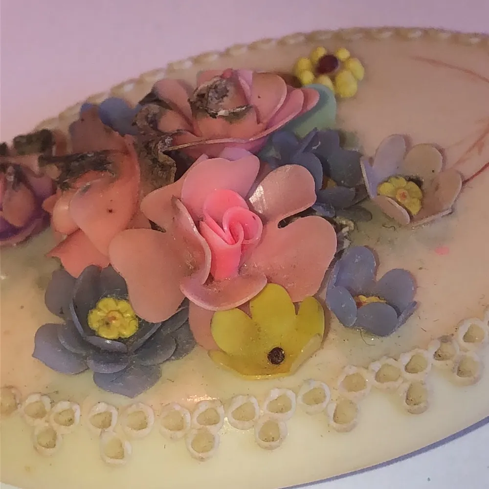 Vintage Off White Unique 3D Brooch Flower Boho Shoulder Pin - Image 6