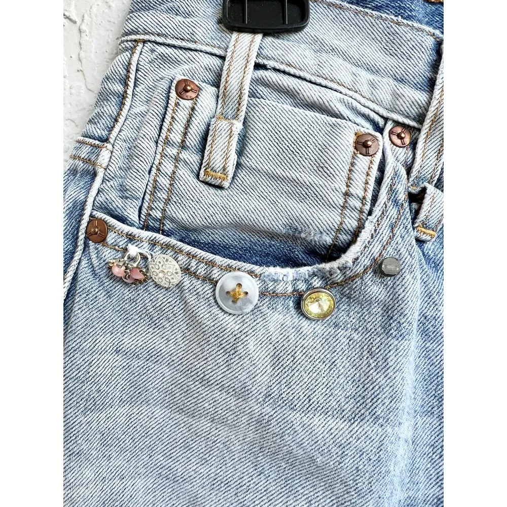 Calvin Rucker Love Me Super Salt Distressed Denim Boyfriend Short Blue Women 29 - Image 2