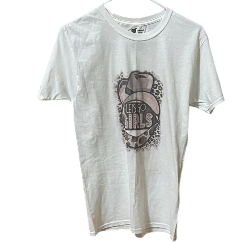 Let’s Go Girls Hanes White Country Western Graphic Women's Short Sleeve Tee - Image 2