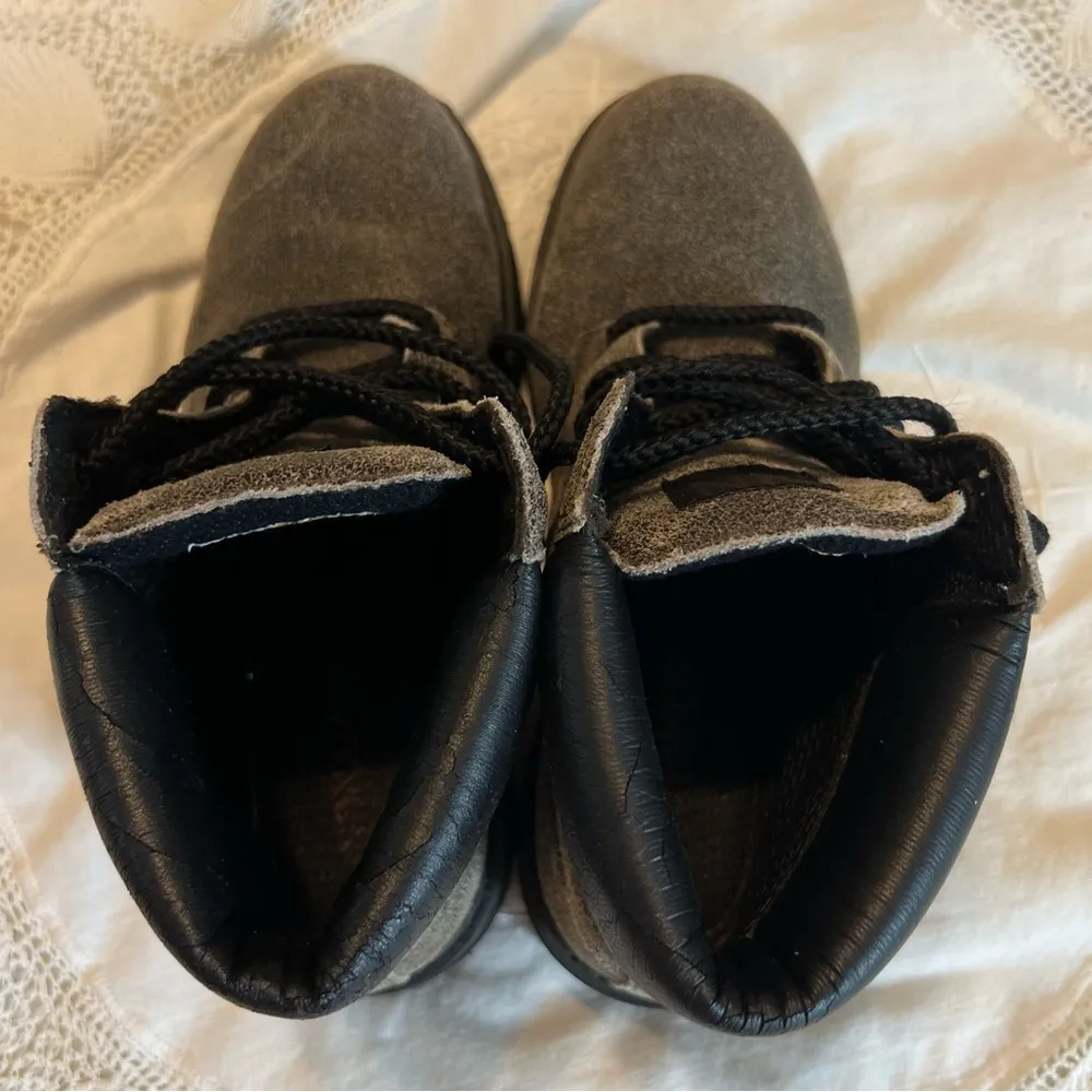 Nonames Zelo Lace Up Distressed Leather Boots Women’s 6.5 Gray Crackling READ - Image 3