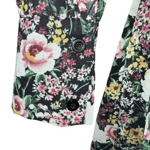 LEA & VIOLA Black‎ Floral Long Sleeve Wrap Mini Dress NWOT  Small - Image 7