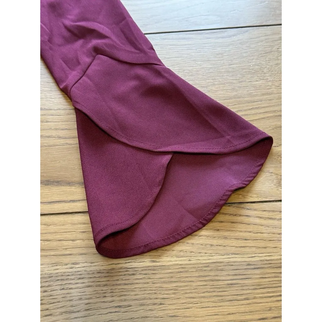 Naked Zebra Burgundy Dress Style# MD110145 Size Small‎ Flare Sleeves Modern Boho - Image 6