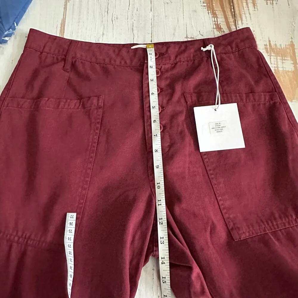 Pistola Tammy High Rise Trouser Exposed Buttons Pants Size 30 Merlot - Image 11