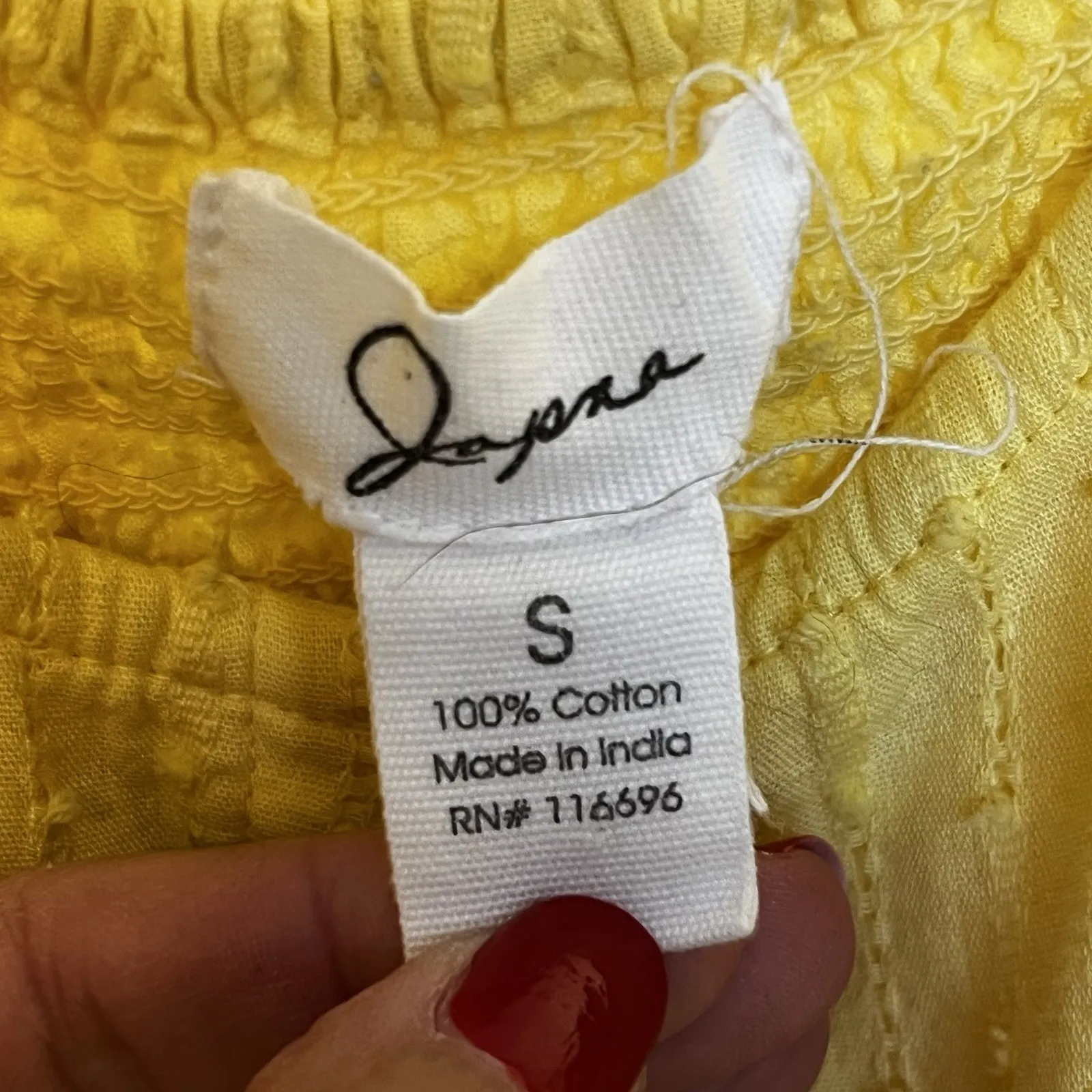 Japna Dress Womens Small Yellow Eyelte Smocked Tiered Convertible Boho Feminine - Image 7