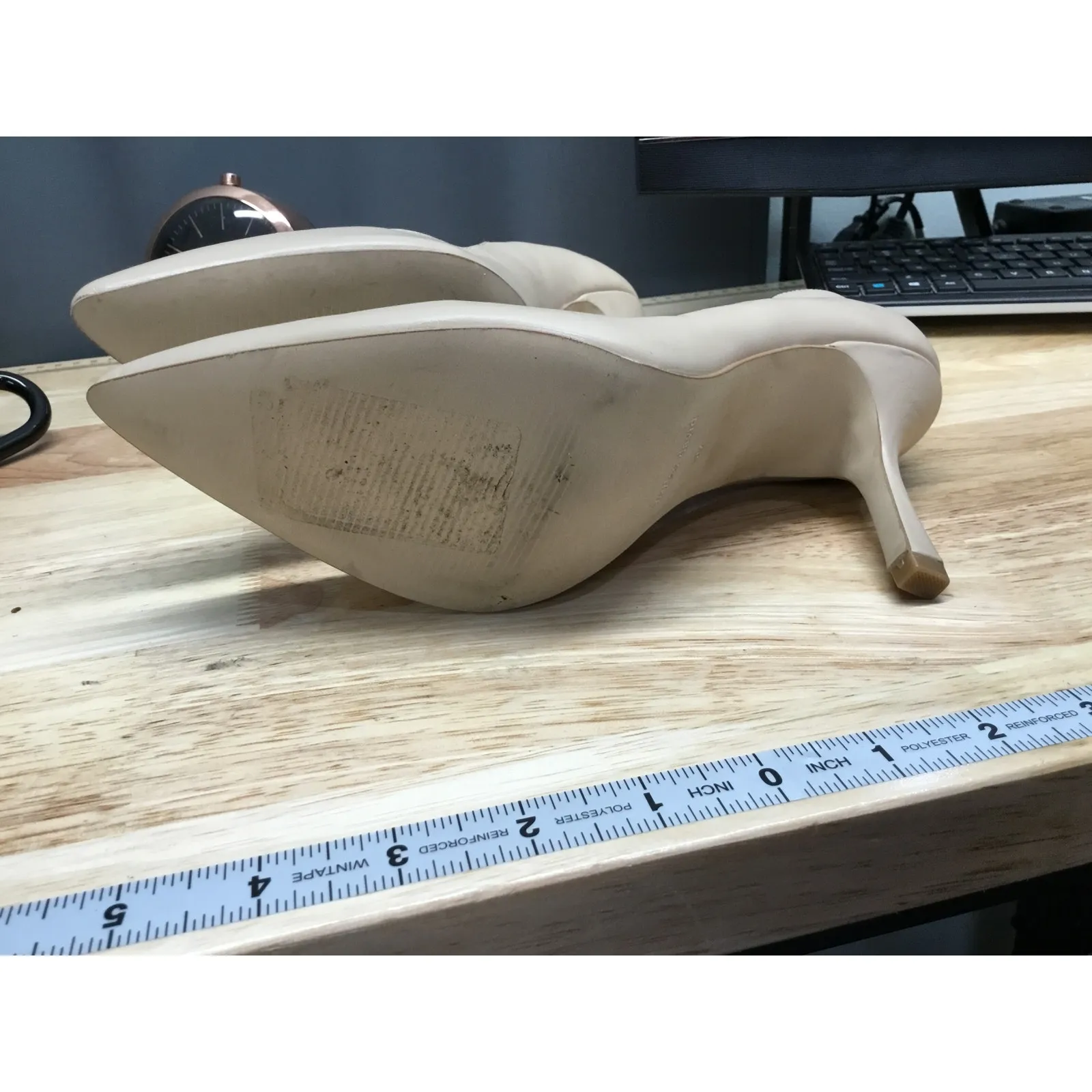 Charles David Innocent Pump Women's 9 Beige Leather Slip-On Stiletto Heel Preppy - Image 5