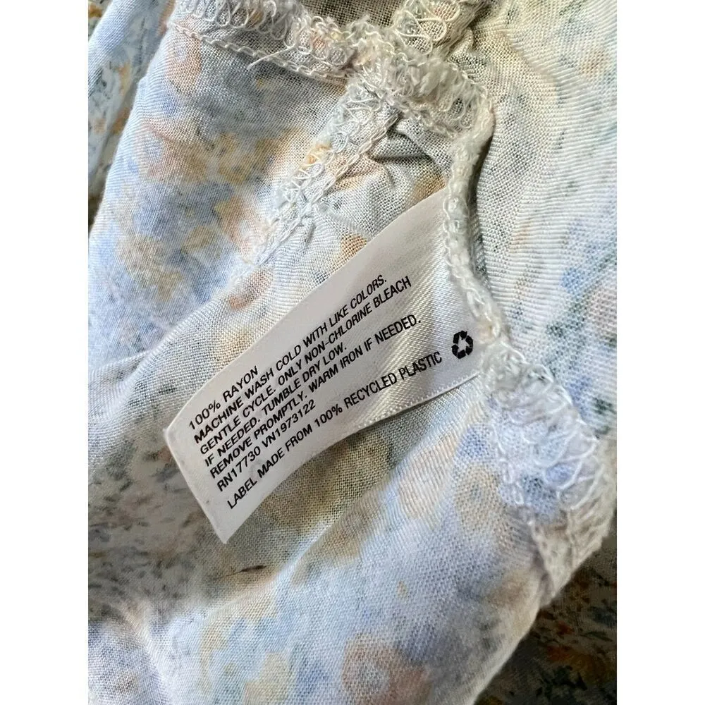 Womens white flower mini dress sundress strap yellow blue casual Size M - Image 7