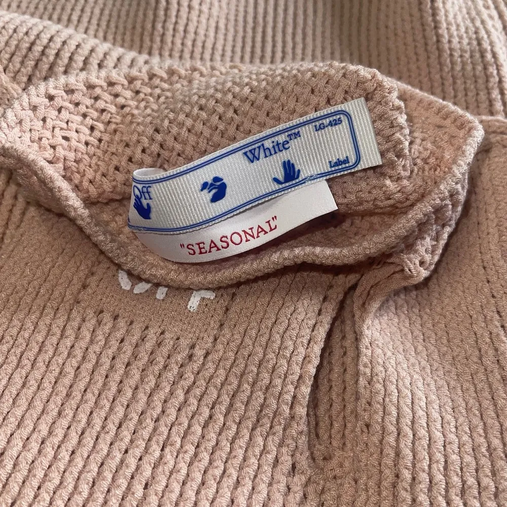 OFF-WHITE Holy Cutout Ribbed Long Sleeve Mock Neck Sweater In Nude - Image 15