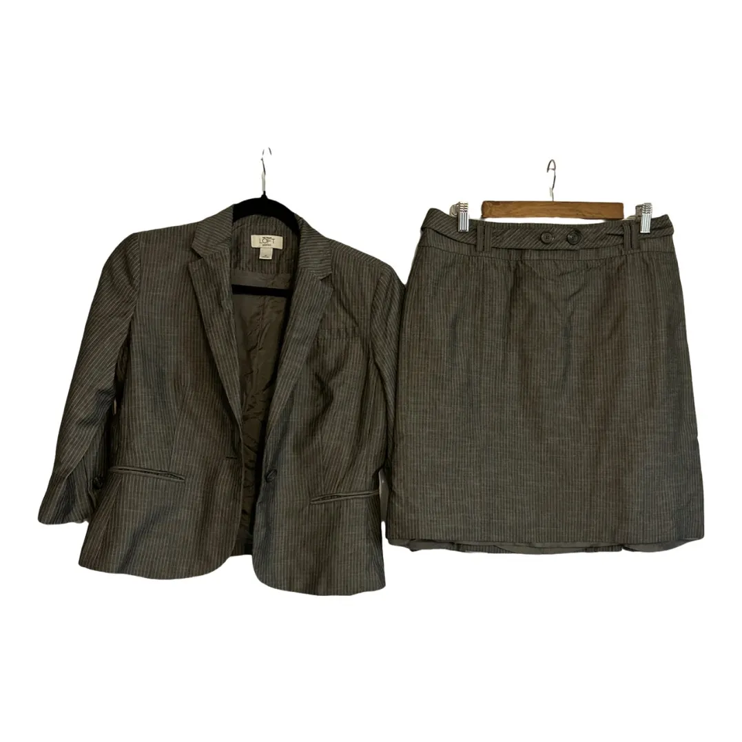Loft  2 Piece Suit Set, Gray Pin Stripe, Size 6/8 Petite - Image 2