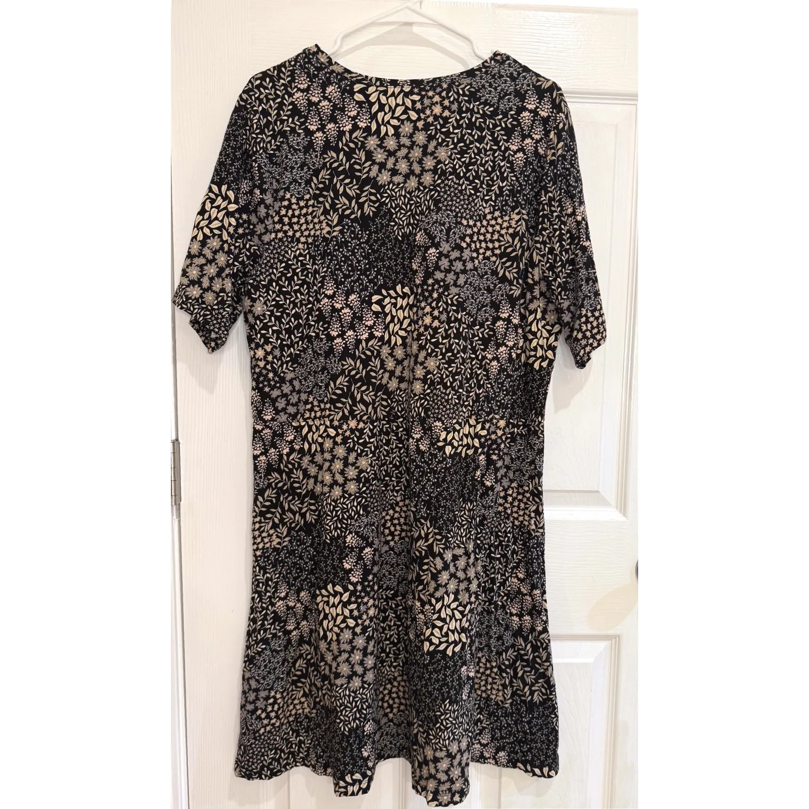Isaac Mizrahi Floral Print Dress Casual Short Sleeve Black Beige XL‎ - Image 6