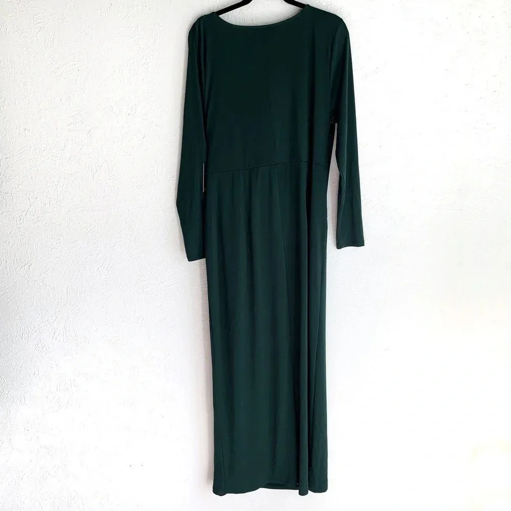 Eloquii Wide Neck Wrap Gown Matte Jersey Dark Green Sz 16 NWT - Image 4