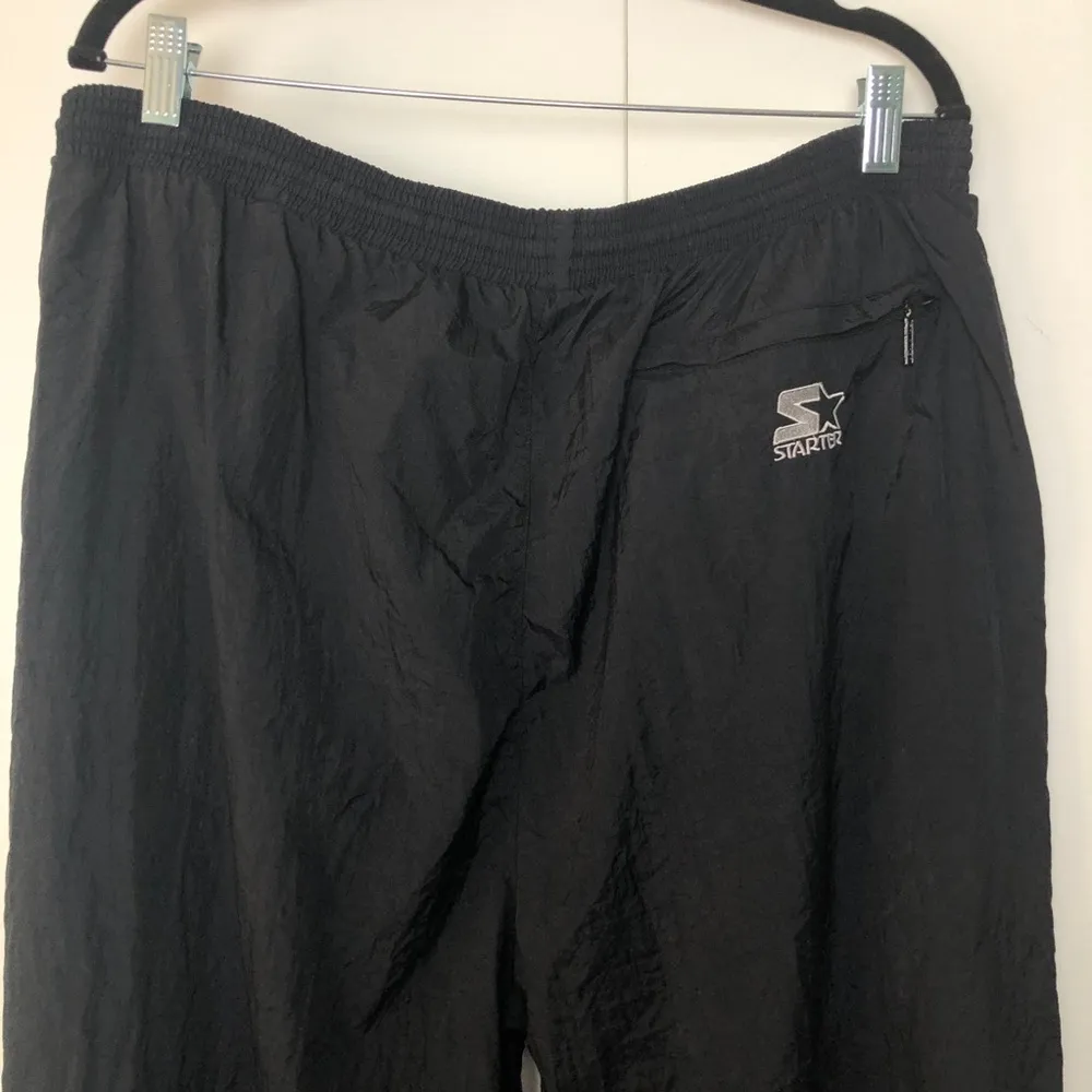 Vintage STARTER Nylon Jogger Pants Black - Image 6