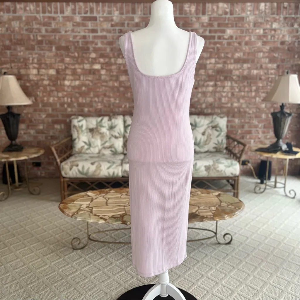 Sophie Rue Dress Ribbed Knit Bodycon Purple Lilac M Belted Sleeveless Party - Image 7