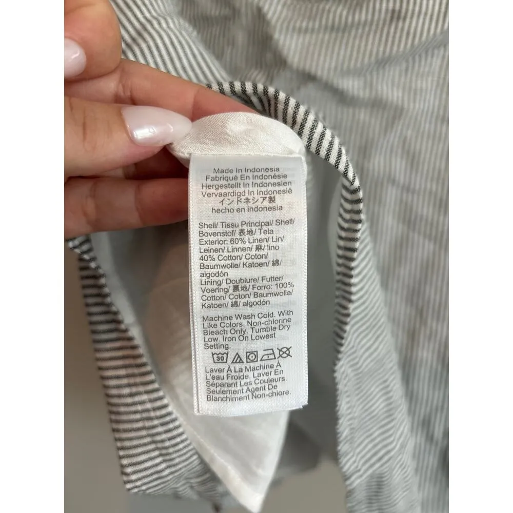 NWT J.Crew Striped Linen Blend Square Neck Tank Top Black White Size Medium - Image 6