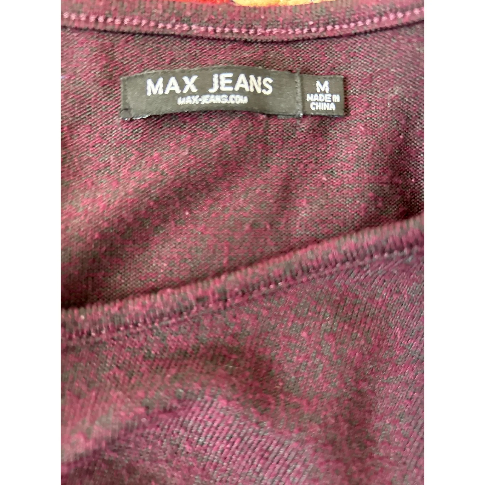 Max Jeans Women M Burgundy‎ Paisley Print Long Sleeve Tunic Top - Image 3