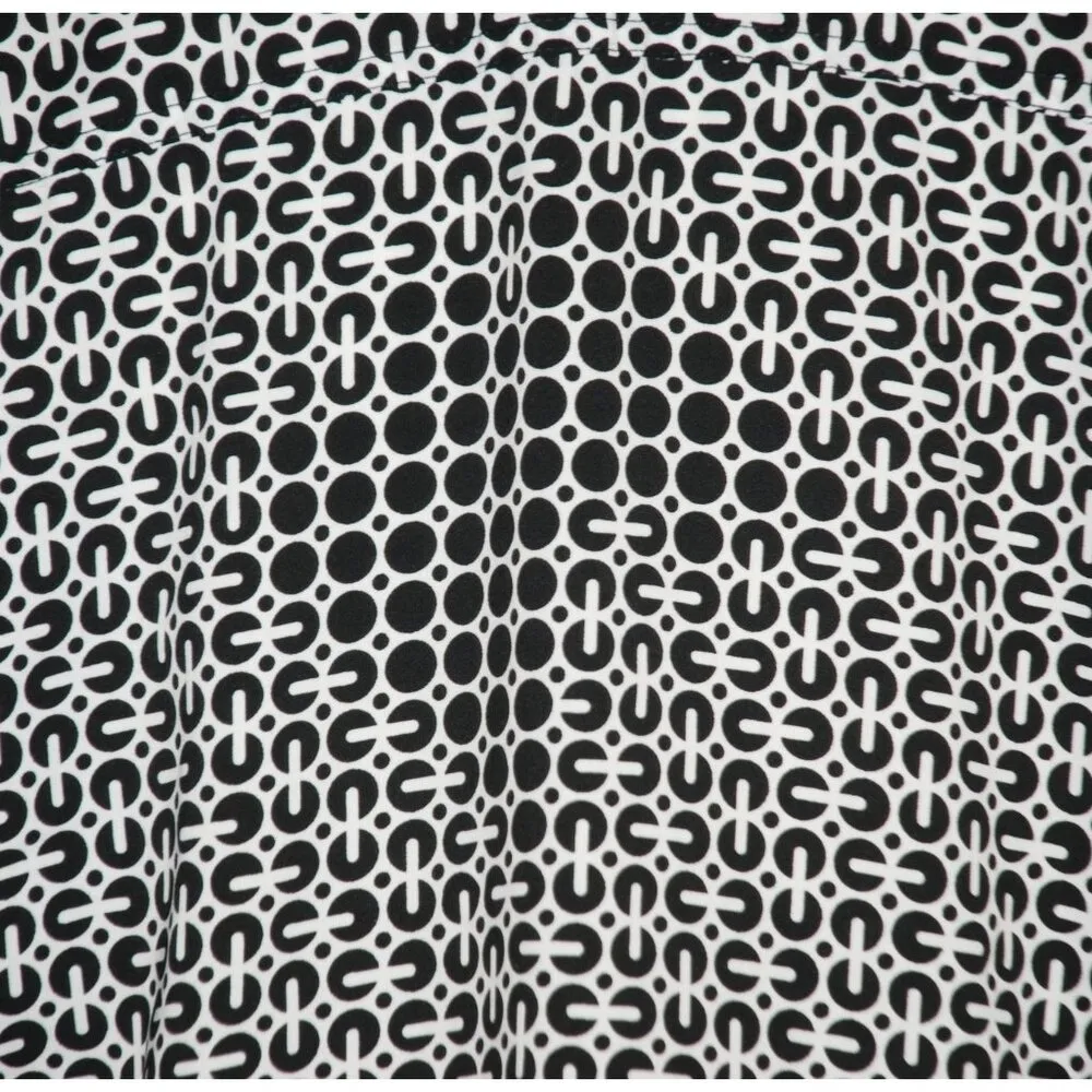 Joanna Black & White Patterned Button Up Blouse Size L 3/4 Sleeve V - Image 6