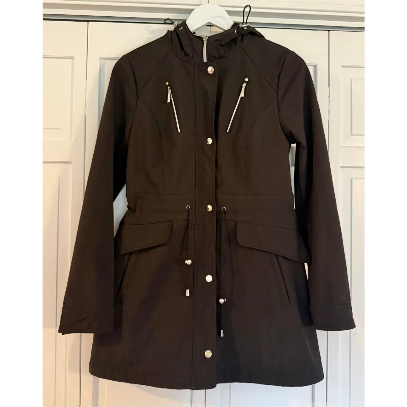 Laundry By Shelli Segal black softshell hooded jacket size small - Image 2